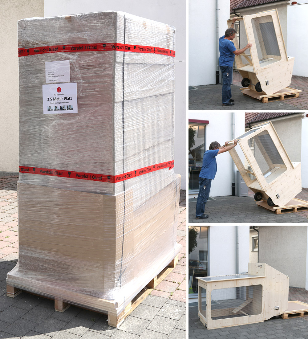 mobilen-Stall-Abladen Lieferung auf Palette